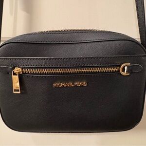 Michael Kors Leather Black with Gold Crossbody Bag